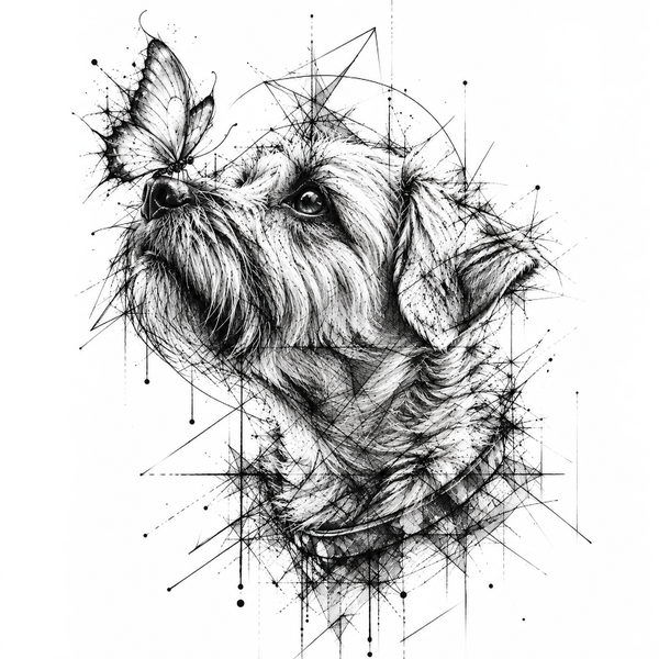 Border terrier papillon noir et blanc - Dessous de verre céramique