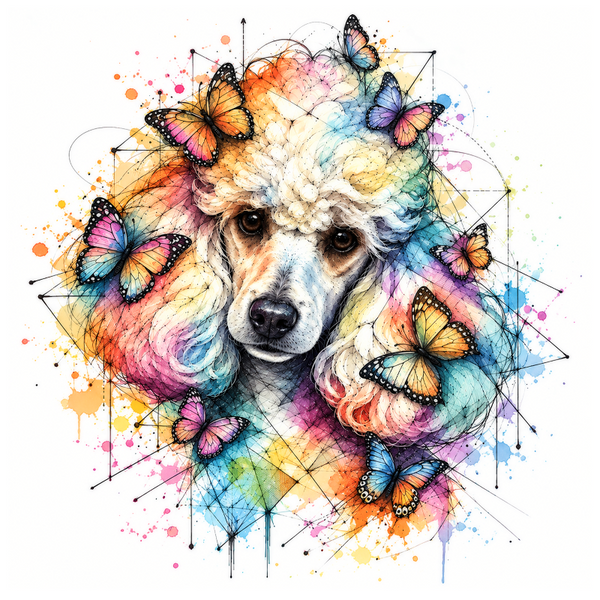 Caniche papillons - Dessous de verre céramique