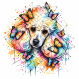 Caniche papillons - Dessous de verre céramique