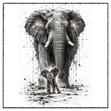 Eléphant mère et fils - Dessous de verre en céramique