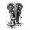 Eléphant mère et fils - Dessous de verre en céramique