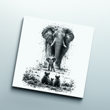 La rencontre éléphant souris - Dessous de verre céramique